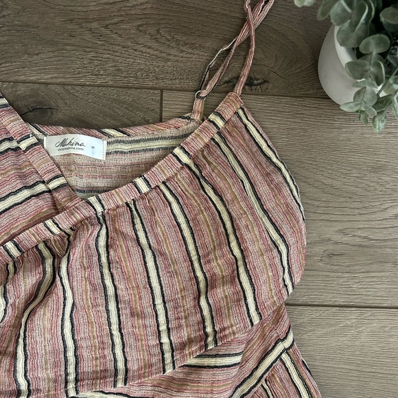 MAHINA Striped Brown Sleeveless Top Adjustable Straps Size Small - Picture 7 of 8